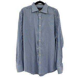 Maker & Company Men's Blue White Checkered Button Down Shirt XL
